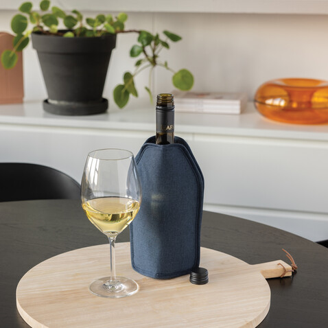 Vino AWARE™ rPET Weinkühler-Sleeve navy blau bedrucken, Art.-Nr. P915.0125 Vino AWARE™ rPET Weinkühler-Sleeve navy blau bedrucken, Art.-Nr. P915.0125