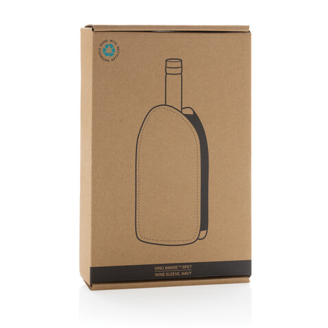 Vino AWARE™ rPET Weinkühler-Sleeve navy blau bedrucken, Art.-Nr. P915.0125 Vino AWARE™ rPET Weinkühler-Sleeve navy blau bedrucken, Art.-Nr. P915.0125