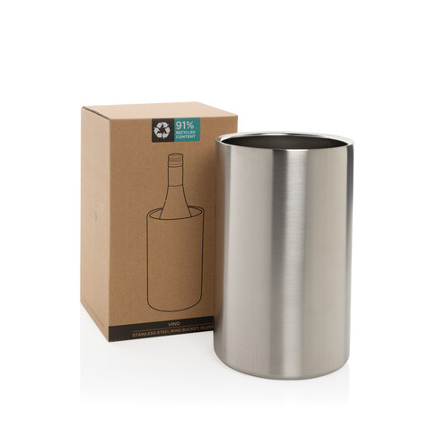Vino Weinkühler aus RCS-zertifiziert recyc. Stainless-Steel silber bedrucken, Art.-Nr. P915.0202