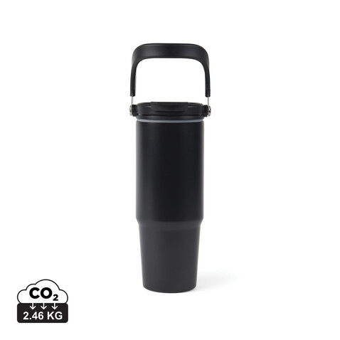 VINGA Eos Trek 880ml Flasche aus RCS rec. Stainless-Steel schwarz, schwarz bedrucken, Art.-Nr. V4320301