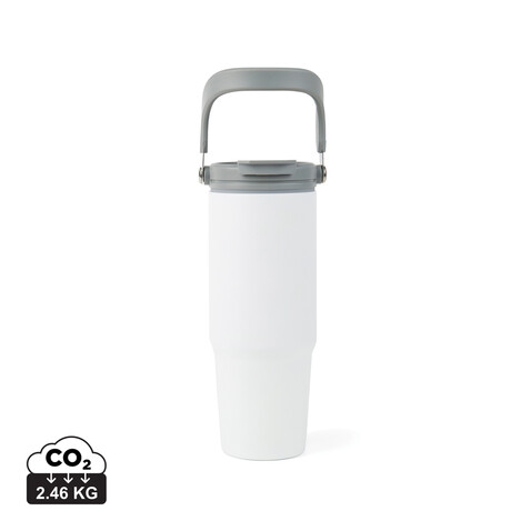 VINGA Eos Trek 880ml Flasche aus RCS rec. Stainless-Steel weiß, grau bedrucken, Art.-Nr. V4320303