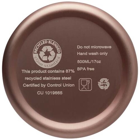 Vasa RCS-zertifizierte Kupfer-Vakuum Isolierflasche aus recyceltem Edelstahl, 500 ml, bronze bedrucken, Art.-Nr. 10073640 Vasa RCS-zertifizierte Kupfer-Vakuum Isolierflasche aus recyceltem Edelstahl, 500 ml, bronze bedrucken, Art.-Nr. 10073640