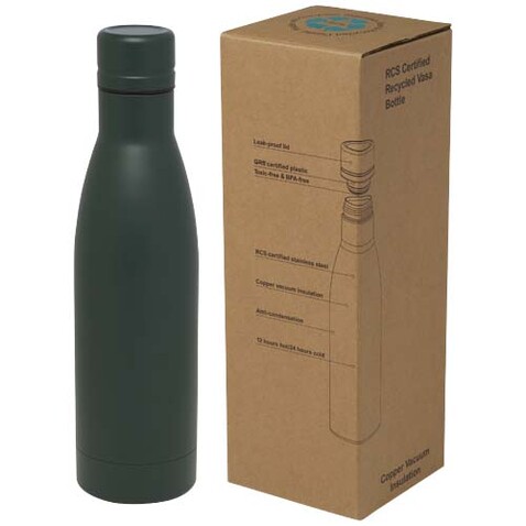 Vasa RCS-zertifizierte Kupfer-Vakuum Isolierflasche aus recyceltem Edelstahl, 500 ml, Green flash bedrucken, Art.-Nr. 10073664