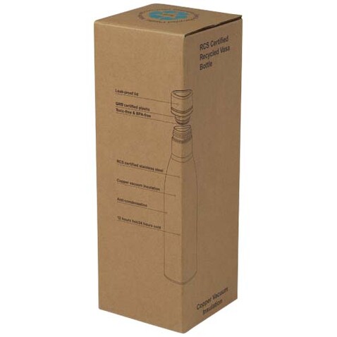 Vasa RCS-zertifizierte Kupfer-Vakuum Isolierflasche aus recyceltem Edelstahl, 500 ml, Green flash bedrucken, Art.-Nr. 10073664