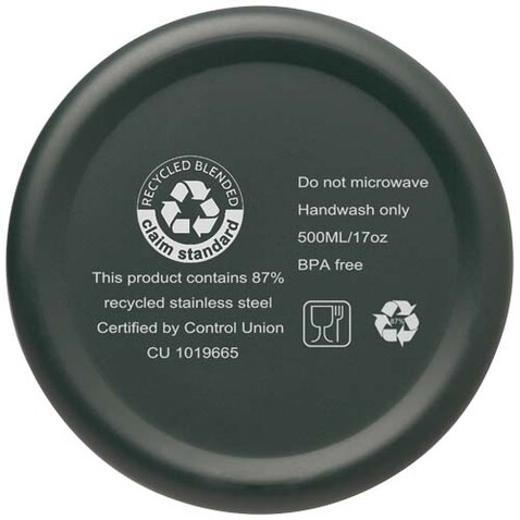 Vasa RCS-zertifizierte Kupfer-Vakuum Isolierflasche aus recyceltem Edelstahl, 500 ml, Green flash bedrucken, Art.-Nr. 10073664