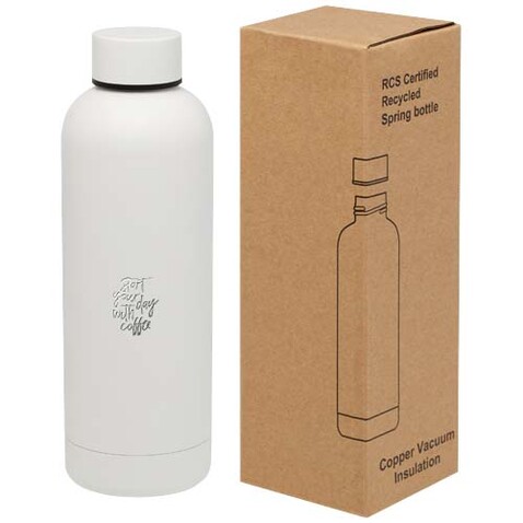 Spring 500 ml RCS-zertifizierte Kupfer-Vakuum Isolierflasche aus recyceltem Edelstahl, weiss bedrucken, Art.-Nr. 10079801 Spring 500 ml RCS-zertifizierte Kupfer-Vakuum Isolierflasche aus recyceltem Edelstahl, weiss bedrucken, Art.-Nr. 10079801