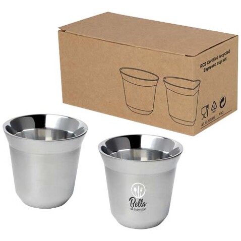 Duo 80 ml RCS-zertifiziertes Espressotassen Set aus Edelstahl, silber bedrucken, Art.-Nr. 10080481 Duo 80 ml RCS-zertifiziertes Espressotassen Set aus Edelstahl, silber bedrucken, Art.-Nr. 10080481