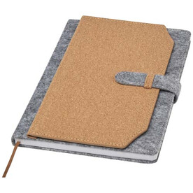 Viviana A5 Notizbuch aus recyceltem Filz und Kork, natur bedrucken, Art.-Nr. 10790706