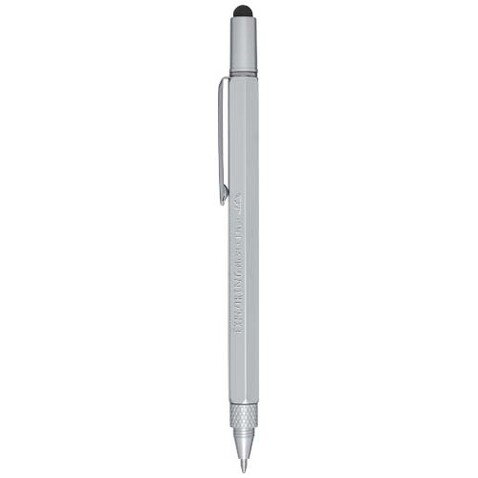Dora Multifunktionsstift aus recyceltem Aluminium (schwarze Mine), silber bedrucken, Art.-Nr. 10790881 Dora Multifunktionsstift aus recyceltem Aluminium (schwarze Mine), silber bedrucken, Art.-Nr. 10790881