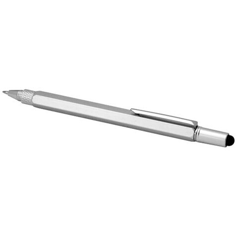 Dora Multifunktionsstift aus recyceltem Aluminium (schwarze Mine), silber bedrucken, Art.-Nr. 10790881 Dora Multifunktionsstift aus recyceltem Aluminium (schwarze Mine), silber bedrucken, Art.-Nr. 10790881