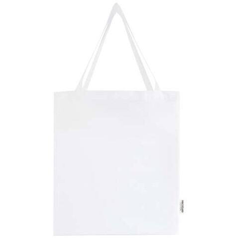 Madras 140 g/m² Baumwoll Tragetasche mit Seitenfalten aus GRS recycelter Baumwolle, weiss bedrucken, Art.-Nr. 12073301 Madras 140 g/m² Baumwoll Tragetasche mit Seitenfalten aus GRS recycelter Baumwolle, weiss bedrucken, Art.-Nr. 12073301