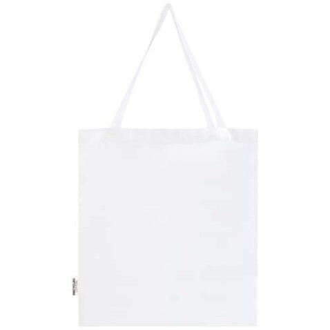 Madras 140 g/m² Baumwoll Tragetasche mit Seitenfalten aus GRS recycelter Baumwolle, weiss bedrucken, Art.-Nr. 12073301 Madras 140 g/m² Baumwoll Tragetasche mit Seitenfalten aus GRS recycelter Baumwolle, weiss bedrucken, Art.-Nr. 12073301