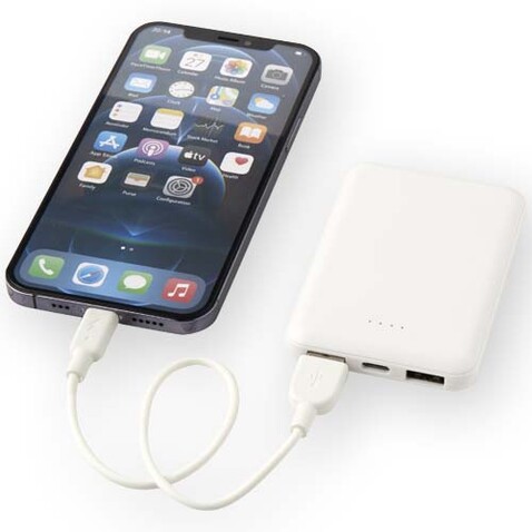 Asama 5000 mAh Typ-C Powerbank aus recyceltem Kunststoff, weiss bedrucken, Art.-Nr. 12438301 Asama 5000 mAh Typ-C Powerbank aus recyceltem Kunststoff, weiss bedrucken, Art.-Nr. 12438301