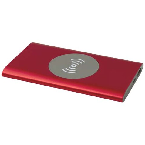 Juice 4000 mAh Typ-C kabellose Powerbank aus recyceltem Aluminium, rot bedrucken, Art.-Nr. 12438421