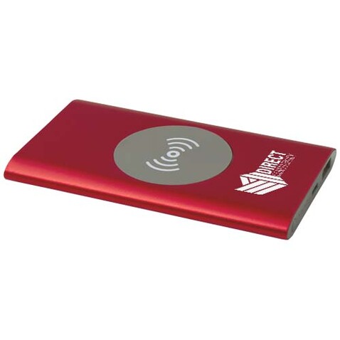 Juice 4000 mAh Typ-C kabellose Powerbank aus recyceltem Aluminium, rot bedrucken, Art.-Nr. 12438421