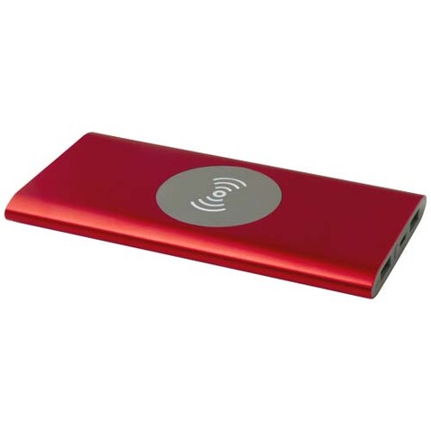 Juice 8000 mAh Typ-C kabellose Powerbank aus recyceltem Aluminium, rot bedrucken, Art.-Nr. 12438521 Juice 8000 mAh Typ-C kabellose Powerbank aus recyceltem Aluminium, rot bedrucken, Art.-Nr. 12438521