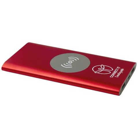 Juice 8000 mAh Typ-C kabellose Powerbank aus recyceltem Aluminium, rot bedrucken, Art.-Nr. 12438521 Juice 8000 mAh Typ-C kabellose Powerbank aus recyceltem Aluminium, rot bedrucken, Art.-Nr. 12438521