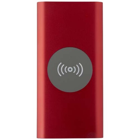 Juice 8000 mAh Typ-C kabellose Powerbank aus recyceltem Aluminium, rot bedrucken, Art.-Nr. 12438521 Juice 8000 mAh Typ-C kabellose Powerbank aus recyceltem Aluminium, rot bedrucken, Art.-Nr. 12438521
