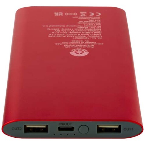Juice 8000 mAh Typ-C kabellose Powerbank aus recyceltem Aluminium, rot bedrucken, Art.-Nr. 12438521 Juice 8000 mAh Typ-C kabellose Powerbank aus recyceltem Aluminium, rot bedrucken, Art.-Nr. 12438521