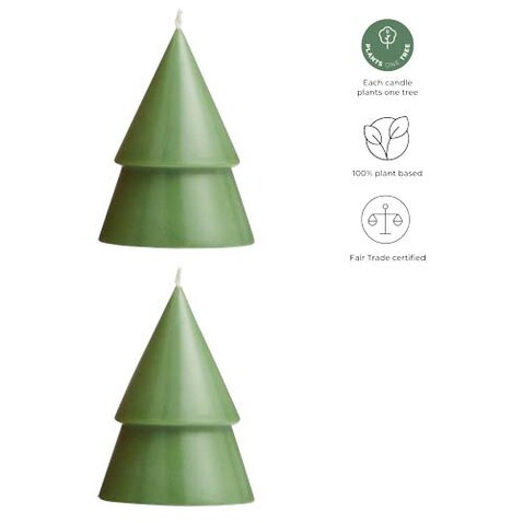 Originalhome Weihnachtsbaum Kerze M, 2er Set, heather grün bedrucken, Art.-Nr. 12632462 Originalhome Weihnachtsbaum Kerze M, 2er Set, heather grün bedrucken, Art.-Nr. 12632462