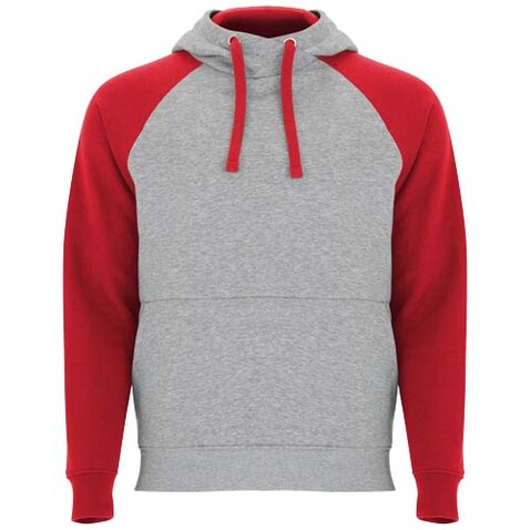 Badet zweifarbiger Kapuzenpullover für Kinder, heather grau, rot bedrucken, Art.-Nr. K1058B6J