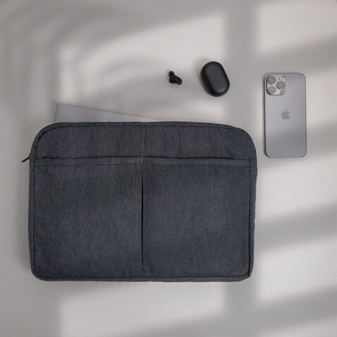 Laluka AWARE™ 15,6" Laptoptasche aus recycelter Baumwolle anthrazit bedrucken, Art.-Nr. P788.149