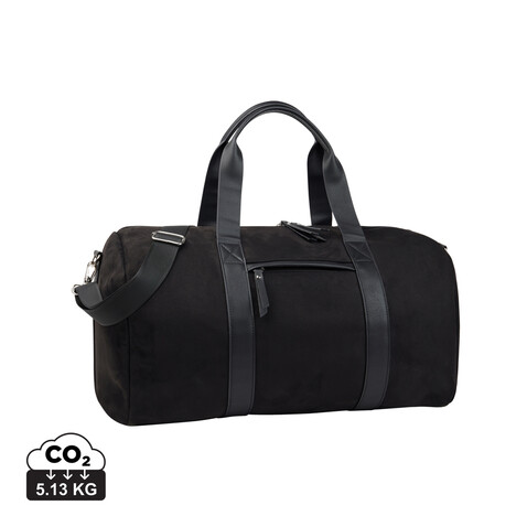 VINGA Marlow Wochenendtasche RCS aus recyceltem Polyester schwarz bedrucken, Art.-Nr. V7070101