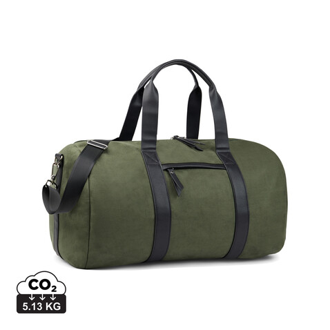 VINGA Marlow Wochenendtasche RCS aus recyceltem Polyester grün, schwarz bedrucken, Art.-Nr. V7070109 VINGA Marlow Wochenendtasche RCS aus recyceltem Polyester grün, schwarz bedrucken, Art.-Nr. V7070109