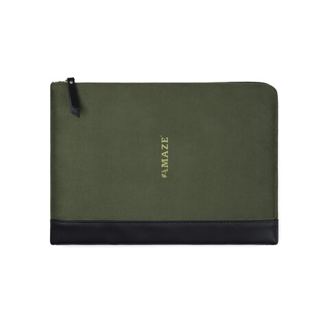 VINGA Marlow 16" Laptop Sleeve aus RCS recyceltem Polyester grün, schwarz bedrucken, Art.-Nr. V7880709