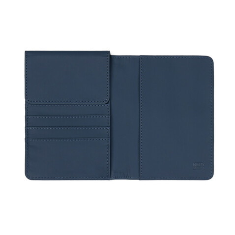 VINGA Baltimore RCS recycelte Polyester-RFID-Reisepasshülle navy blau bedrucken, Art.-Nr. V8200125 VINGA Baltimore RCS recycelte Polyester-RFID-Reisepasshülle navy blau bedrucken, Art.-Nr. V8200125