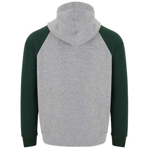 Badet zweifarbiger Kapuzenpullover Unisex, heather grau, dunkelgrün bedrucken, Art.-Nr. R1058B43