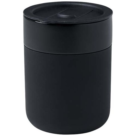 Java 330 ml Keramikbecher mit Silikonhülle und Kunststoffdeckel, schwarz bedrucken, Art.-Nr. 10080890 Java 330 ml Keramikbecher mit Silikonhülle und Kunststoffdeckel, schwarz bedrucken, Art.-Nr. 10080890