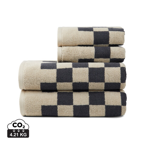VINGA Elba Handtuch aus OCS Bio-Baumwolle, 4er-Set grau, beige bedrucken, Art.-Nr. V4500302