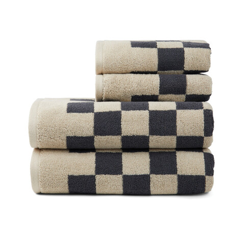 VINGA Elba Handtuch aus OCS Bio-Baumwolle, 4er-Set grau, beige bedrucken, Art.-Nr. V4500302