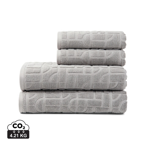 VINGA Verso Handtuch aus OCS Bio-Baumwolle, 4er-Set grau bedrucken, Art.-Nr. V4500402 VINGA Verso Handtuch aus OCS Bio-Baumwolle, 4er-Set grau bedrucken, Art.-Nr. V4500402