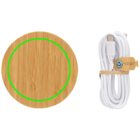 15W Bambus Wireless Charger braun bedrucken, Art.-Nr. P308.389 15W Bambus Wireless Charger braun bedrucken, Art.-Nr. P308.389