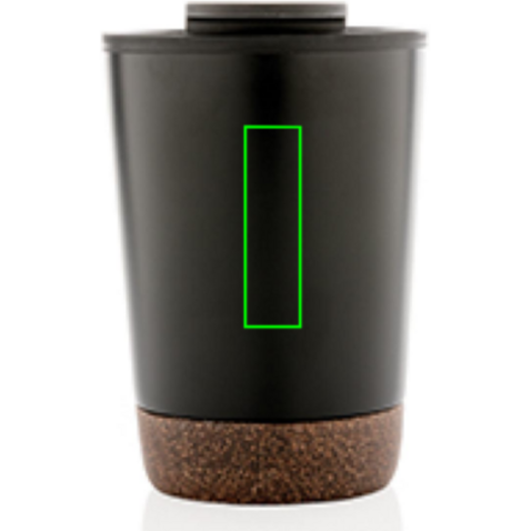 GRS rPP Edelstahl-Kaffeebecher mit Kork schwarz bedrucken, Art.-Nr. P435.071 GRS rPP Edelstahl-Kaffeebecher mit Kork schwarz bedrucken, Art.-Nr. P435.071