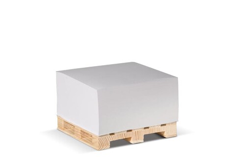 Zettelblock 10x10x5cm auf Holzpalette - Weiss bedrucken, Art.-Nr. LT91739-N0001 Zettelblock 10x10x5cm auf Holzpalette - Weiss bedrucken, Art.-Nr. LT91739-N0001