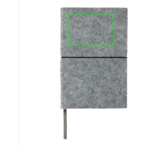 A5-Softcover-Notizbuch aus GRS zertifiert recyceltem Filz grau bedrucken, Art.-Nr. P774.472