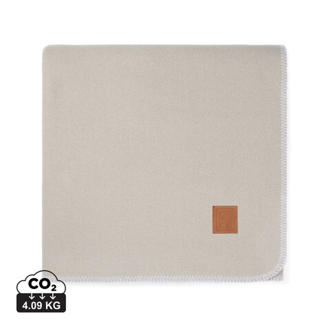 VINGA Moulton Decke aus GRS rPET beige, feather grey bedrucken, Art.-Nr. V4040519