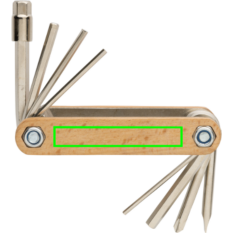 Sechskantwerkzeug aus Holz braun bedrucken, Art.-Nr. P221.089 Sechskantwerkzeug aus Holz braun bedrucken, Art.-Nr. P221.089