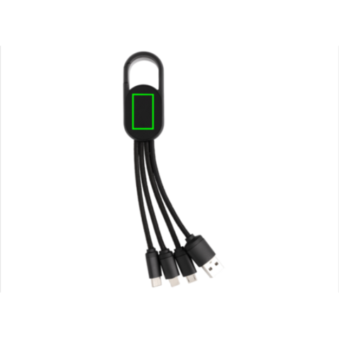 4-in-1 Kabel mit Karabiner-Clip schwarz bedrucken, Art.-Nr. P302.071 4-in-1 Kabel mit Karabiner-Clip schwarz bedrucken, Art.-Nr. P302.071