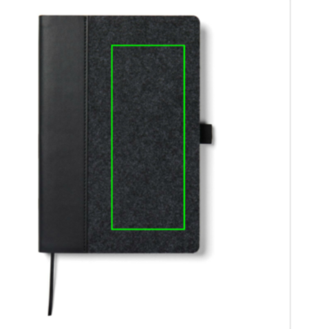 VINGA Albon A5-Notizbuch aus GRS recyceltem Filz schwarz bedrucken, Art.-Nr. V773011