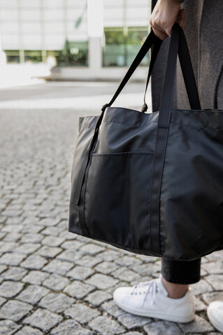 VINGA Livorno Maxi-Tasche aus GRS recyceltem Polyester schwarz bedrucken, Art.-Nr. V7620701