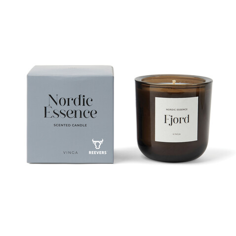 Nordic Essence Duftkerze groß blau, dunkelbraun bedrucken, Art.-Nr. V2620505