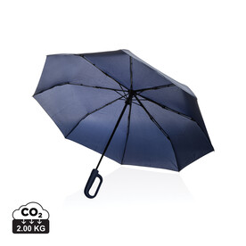 Yara 21“ AWARE™ rPET Regenschirm mit Karabiner navy blau bedrucken, Art.-Nr. P850.7125