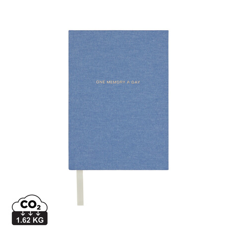 VINGA "One memory a day" GRS-recyceltes Papierjournal blau bedrucken, Art.-Nr. V7730205 VINGA "One memory a day" GRS-recyceltes Papierjournal blau bedrucken, Art.-Nr. V7730205
