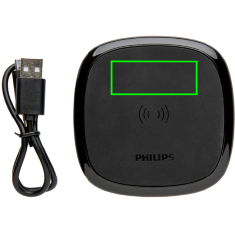 Philips 10W Qi Wireless-Charger schwarz bedrucken, Art.-Nr. P308.741 Philips 10W Qi Wireless-Charger schwarz bedrucken, Art.-Nr. P308.741