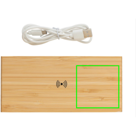 Wecker mit 5W Wireless Charger aus Bambus braun bedrucken, Art.-Nr. P308.239 Wecker mit 5W Wireless Charger aus Bambus braun bedrucken, Art.-Nr. P308.239