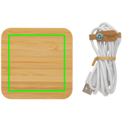 10W Wireless-Charger mit USB aus Bambus braun bedrucken, Art.-Nr. P308.379 10W Wireless-Charger mit USB aus Bambus braun bedrucken, Art.-Nr. P308.379